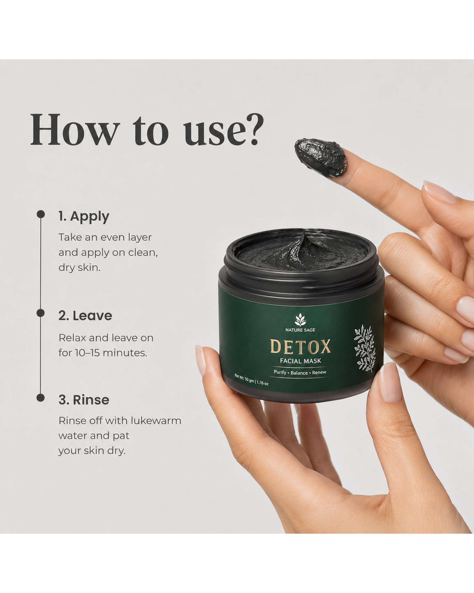 Nature Sage Detox Facial Mask - how to use