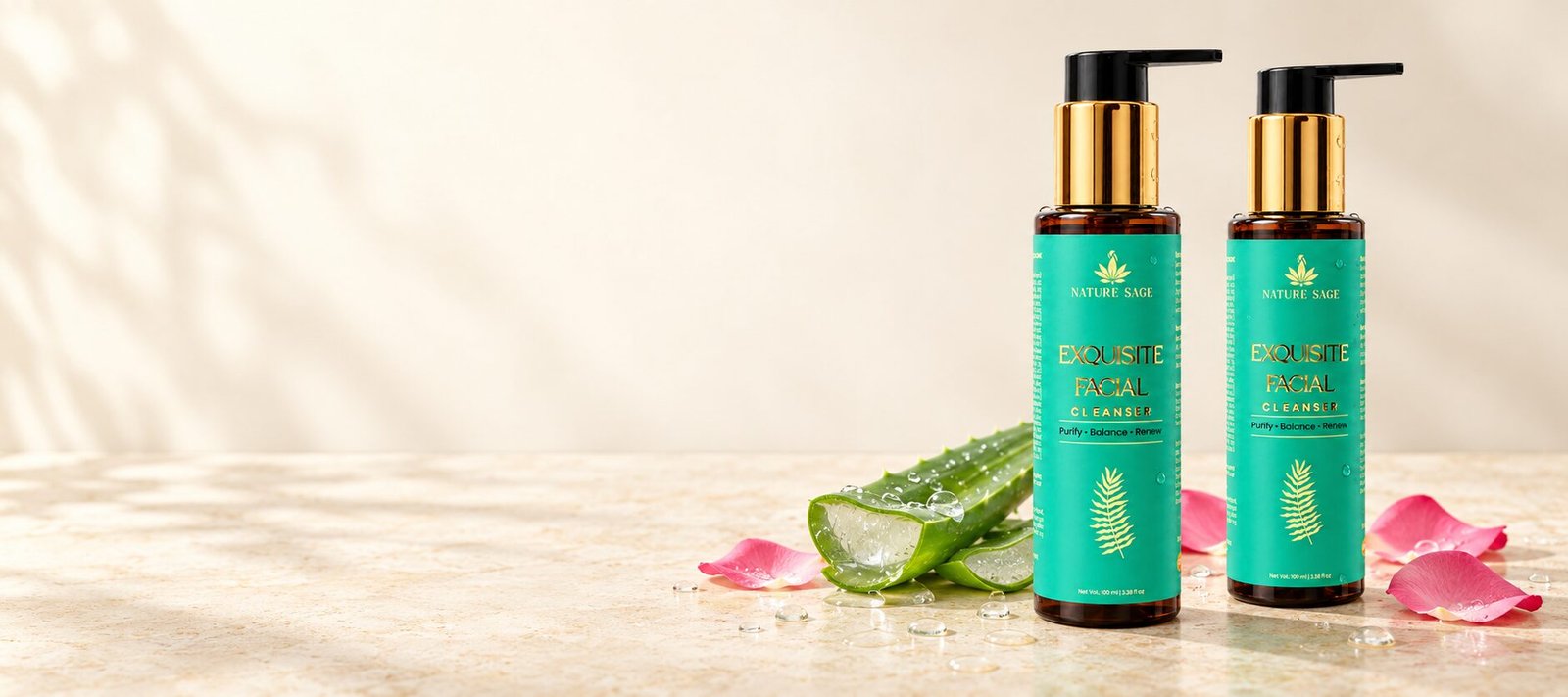 Two bottles of Nature Sage Exquisite Facial Cleanser