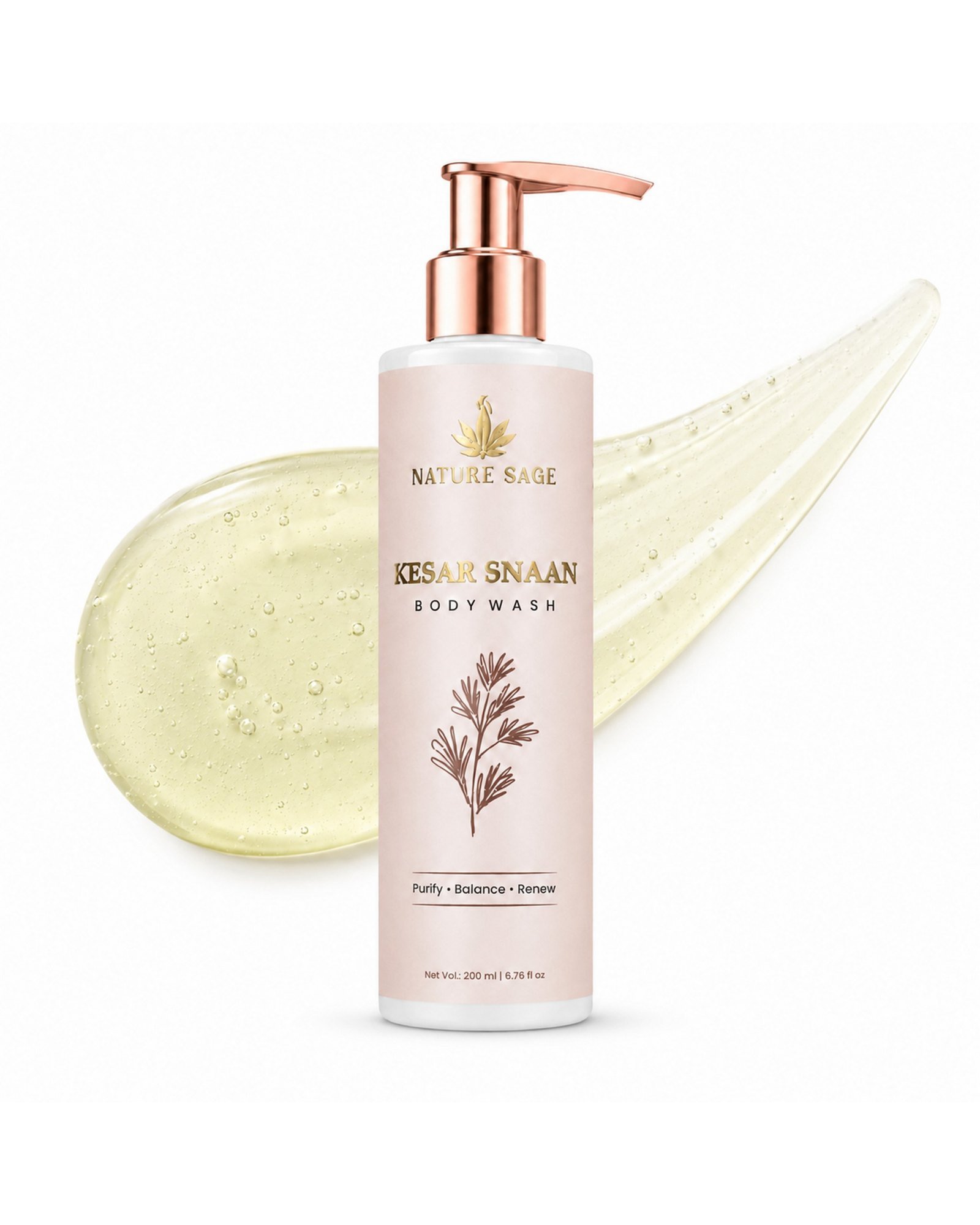 Nature Sage Kesar Snaan Body Wash 200 ml bottle