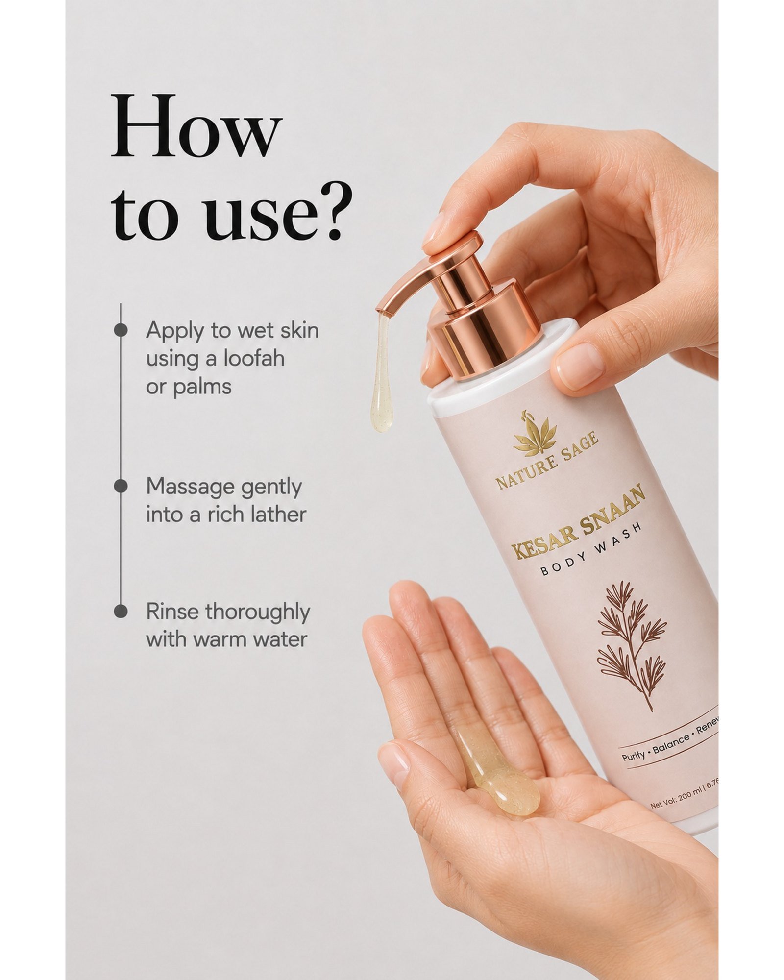 How to use Nature Sage Kesar Snaan Body Wash