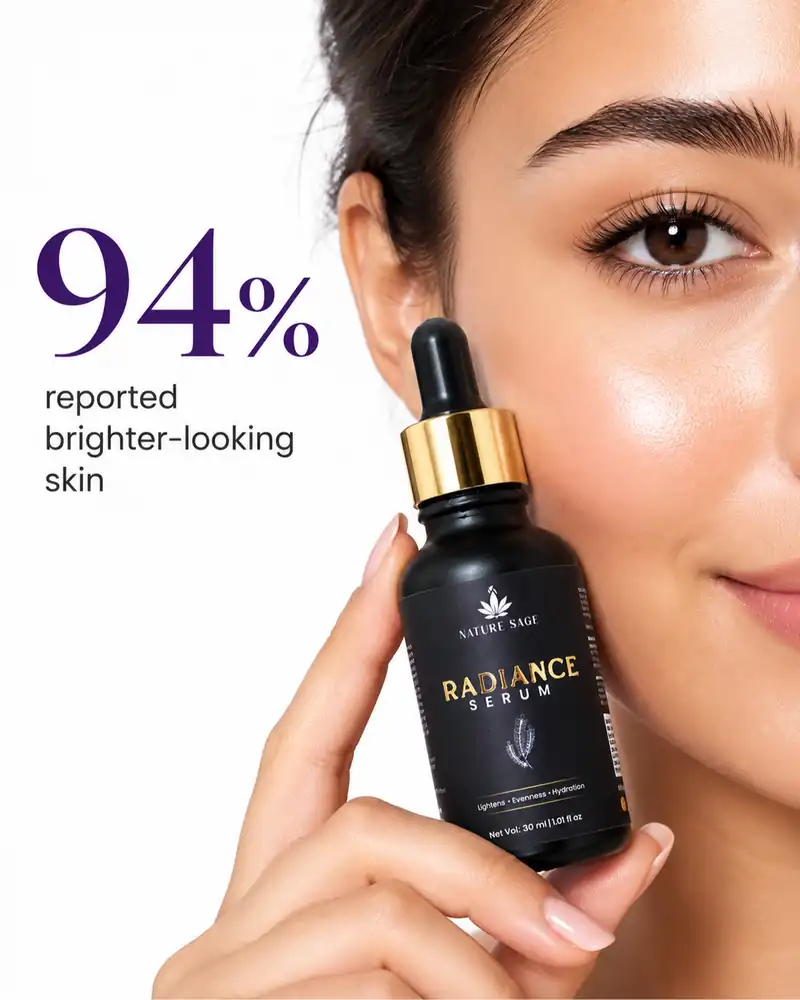 Nature Sage Radiance Serum held beside the face