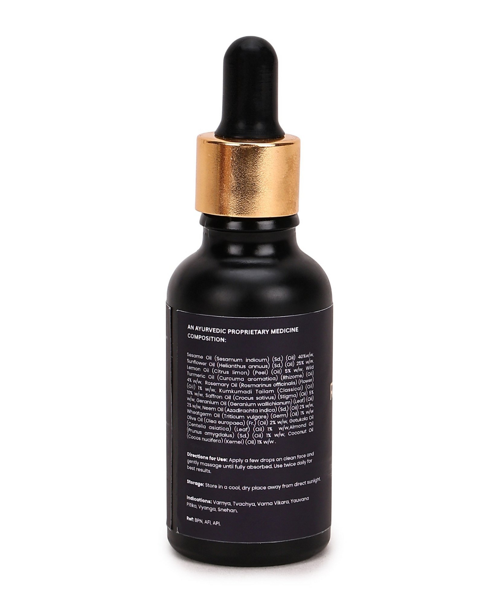Back label of Nature Sage Radiance Serum showing composition and directions