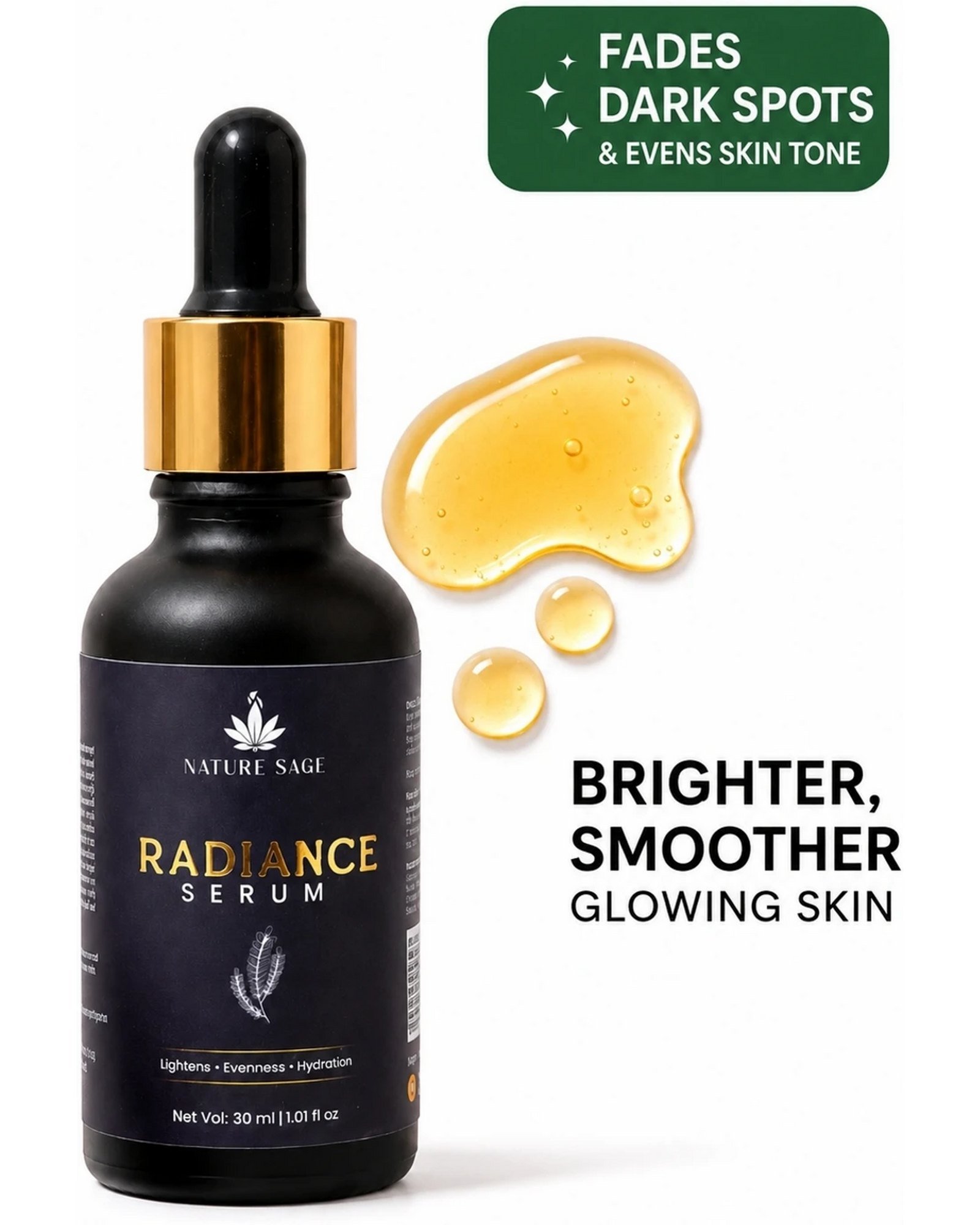 Nature Sage Radiance Serum bottle with serum texture
