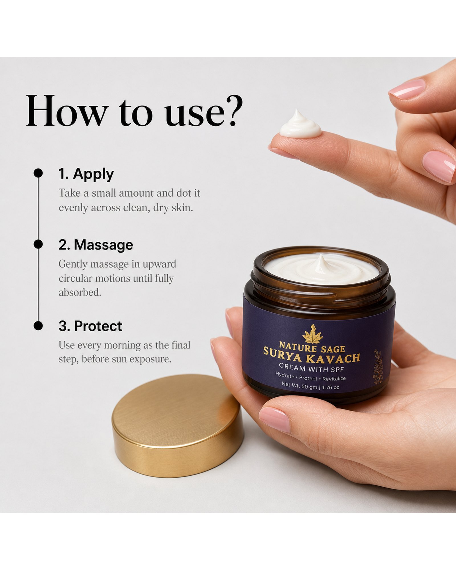 Nature Sage Surya Kavach Cream with SPF - how to use